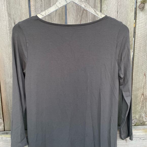 Eileen Fisher Dress Stretch Viscose Jersey V-Neck 3/4 Sleeve Shift Gray Small - Picture 5 of 10